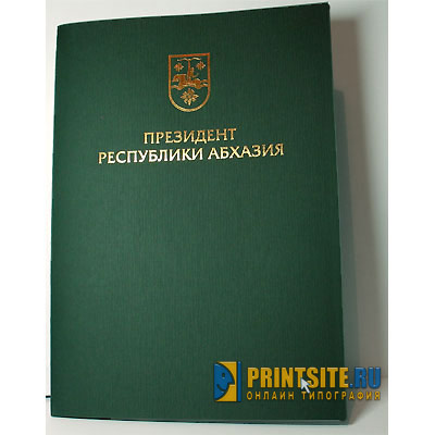 Папка с тиснением золотой фольгой для высших руководителей государства зеленая
